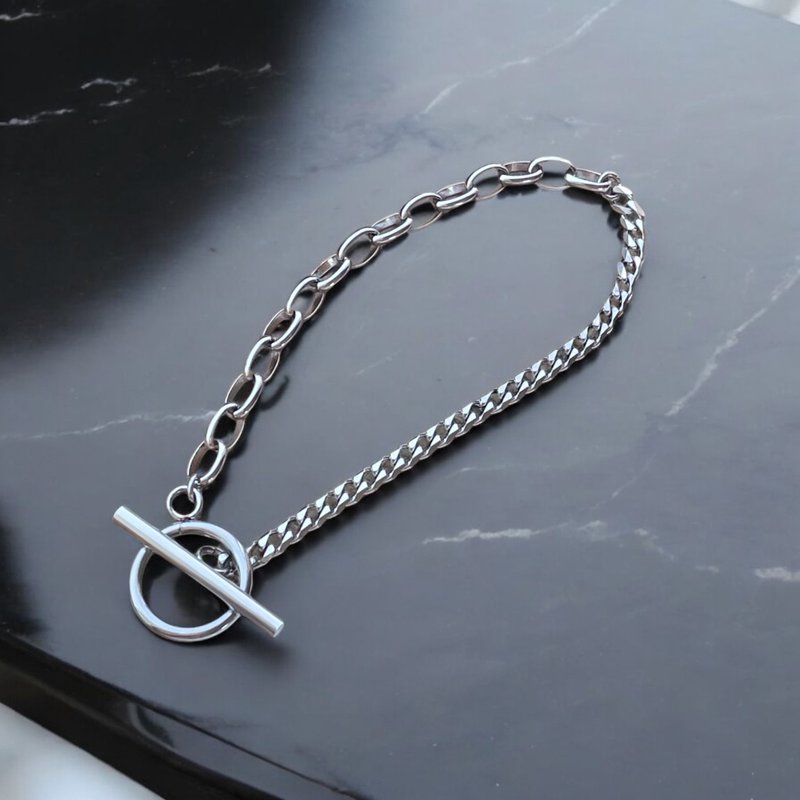 中性款 不对称设计 লগ্ন式手链 / 友善金属过敏者 / 医疗级不锈钢 / 防过敏 手镯 - 手链/手环 - 珍珠 银色