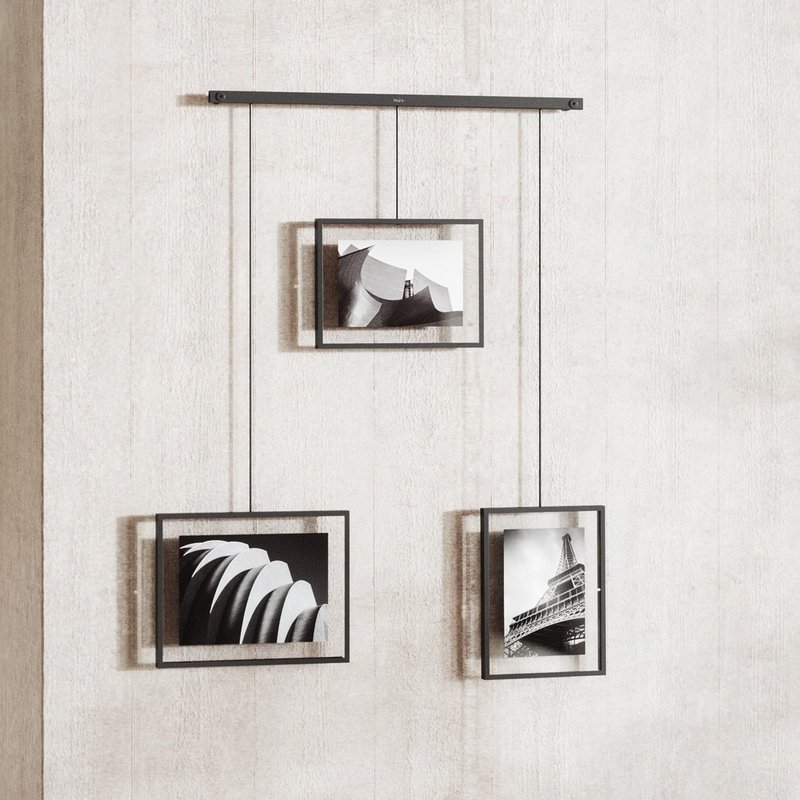 加拿大 Umbra Exhibit 壁挂相框 3 件 (墨黑) | 照片框 - 画框/相框 - 玻璃 黑色