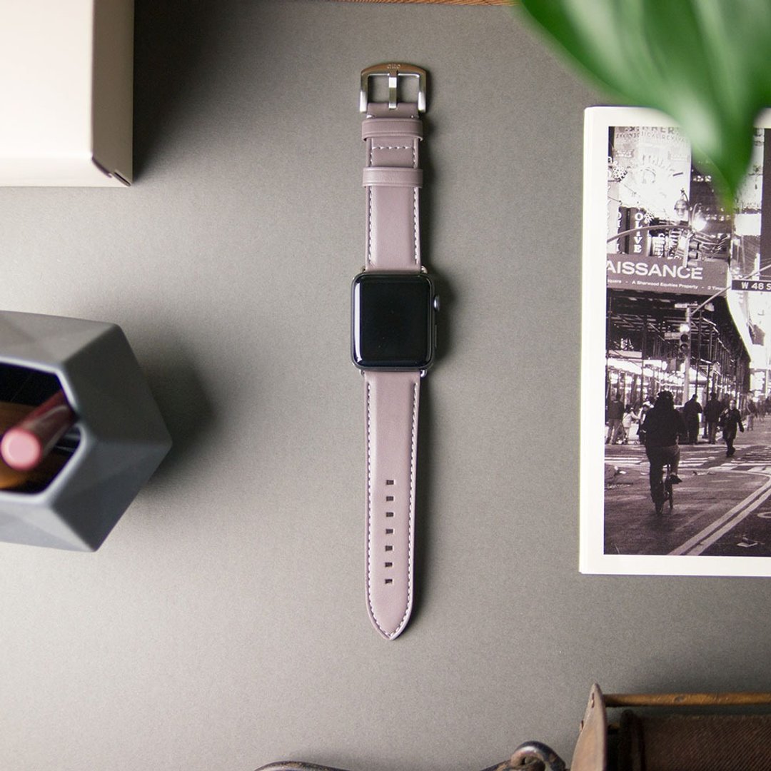 Alto Apple Watch 皮革表带 42/44/45/49mm - 砾石灰 - 表带 - 真皮 灰色