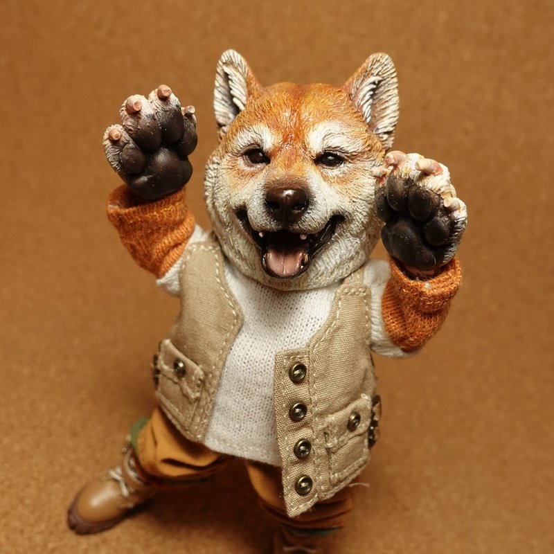 1:12 【柴犬】可动关节人型公仔 - 玩偶/公仔 - 塑料 咖啡色