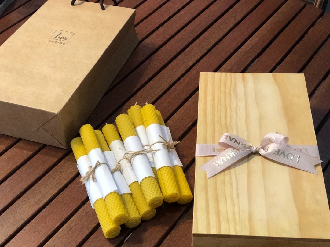 手卷蜂蜡蜡烛 | 浓浓蜂蜜香 | 耶诞节装饰送礼 - 蜡烛/烛台 - 蜡 卡其色