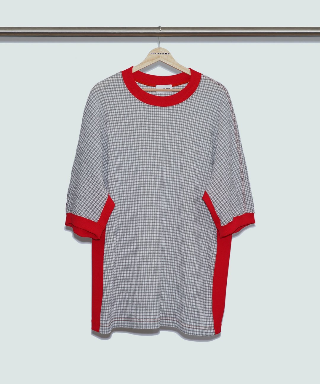 CHECK SHORT SLEEVE T-SHIRT - 女装 T 恤 - 聚酯纤维 灰色
