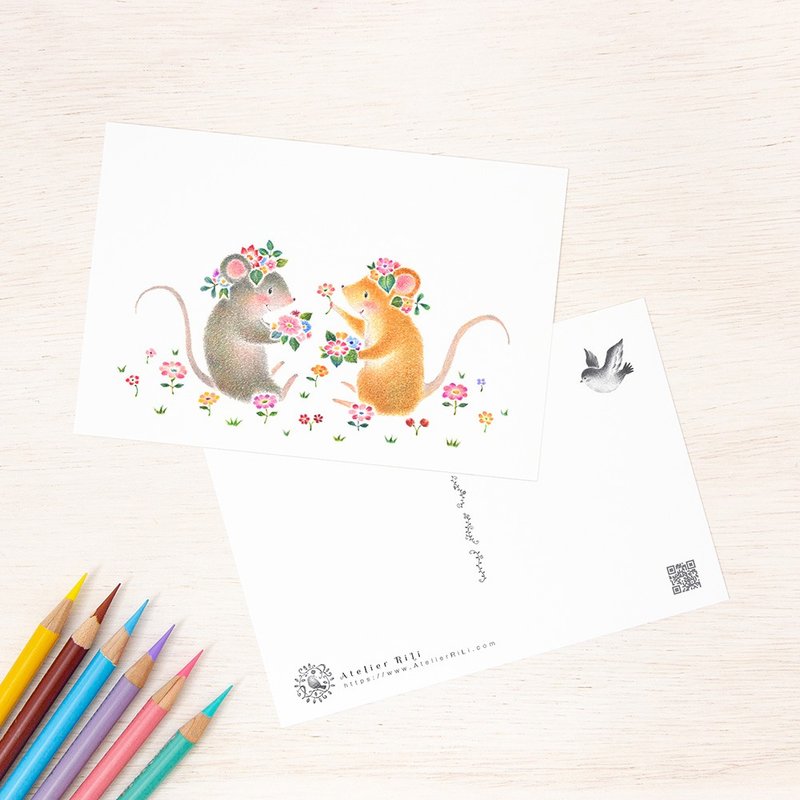 Set of 5 pieces. Like a picture book. Postcard "Friendly Pippi and Pucci" PC-509 - 卡片/明信片 - 纸 多色