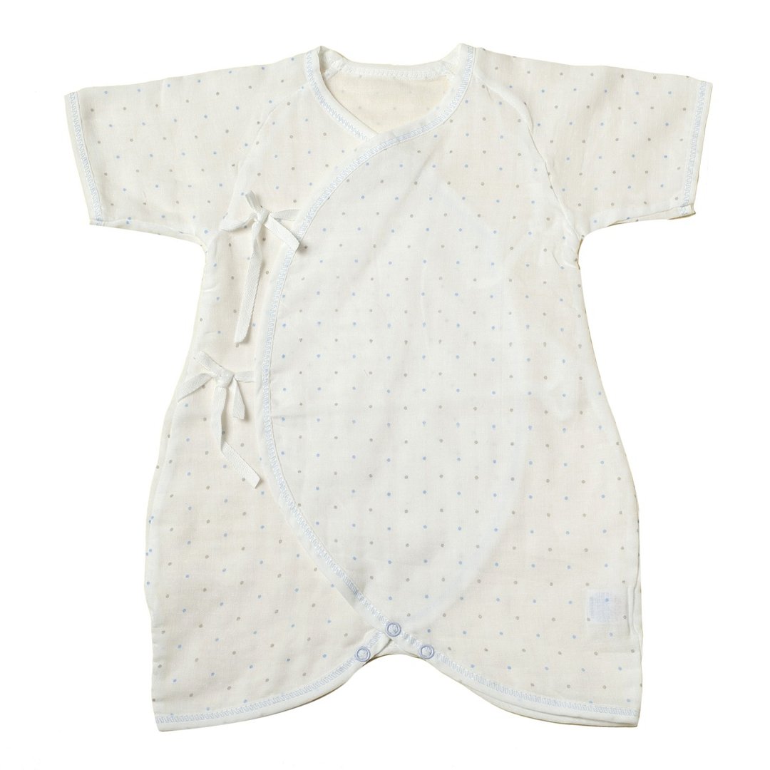 点点绑带连身服-100%纯棉纱布婴儿连身衣(短袖短裤)-宝宝新生儿3M - 包屁衣/连体衣 - 棉 多色