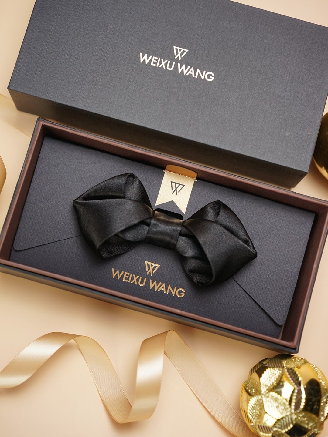 WEIXUWANG 折叠系列原创手工领结 - 领结/领巾 - 聚酯纤维 黑色