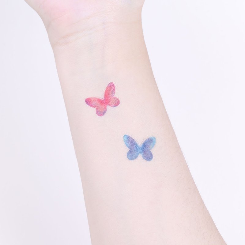 刺青纹身贴纸 - 小蝴蝶 蜕变重生 2入 - 纹身贴 - 纸 粉红色