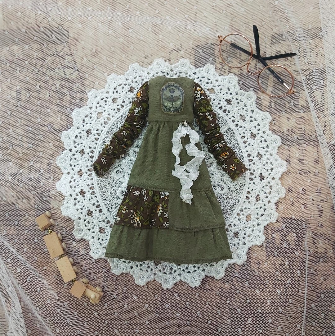 Blythe 娃娃连身裙 绿色 - 玩具/玩偶 - 棉．麻 绿色