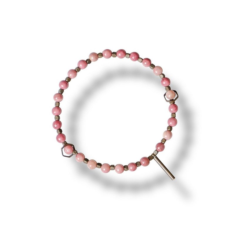Op.02 复古天然石手链 古法手工做舊 諾丁奈特石 - 手链/手环 - 半宝石 粉红色