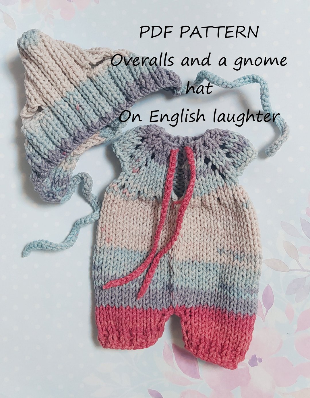 KNIT PATTERN overalls and a gnome hat for teddy bear/ Toy outfit/ Clothes dolls - 手工艺教程/工具书 - 其他材质 