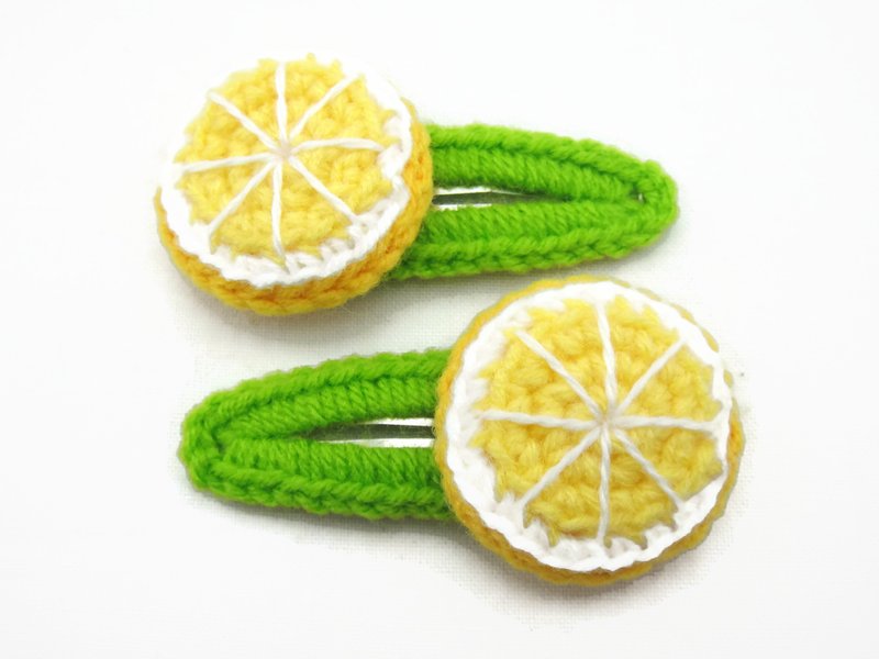 Crochet Snap Clip Hair Clip Accessories - Lemon Fruit - 发饰 - 聚酯纤维 黄色