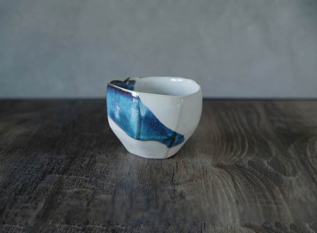 青抹 大面取_茶碗 - 茶具/茶杯 - 瓷 白色