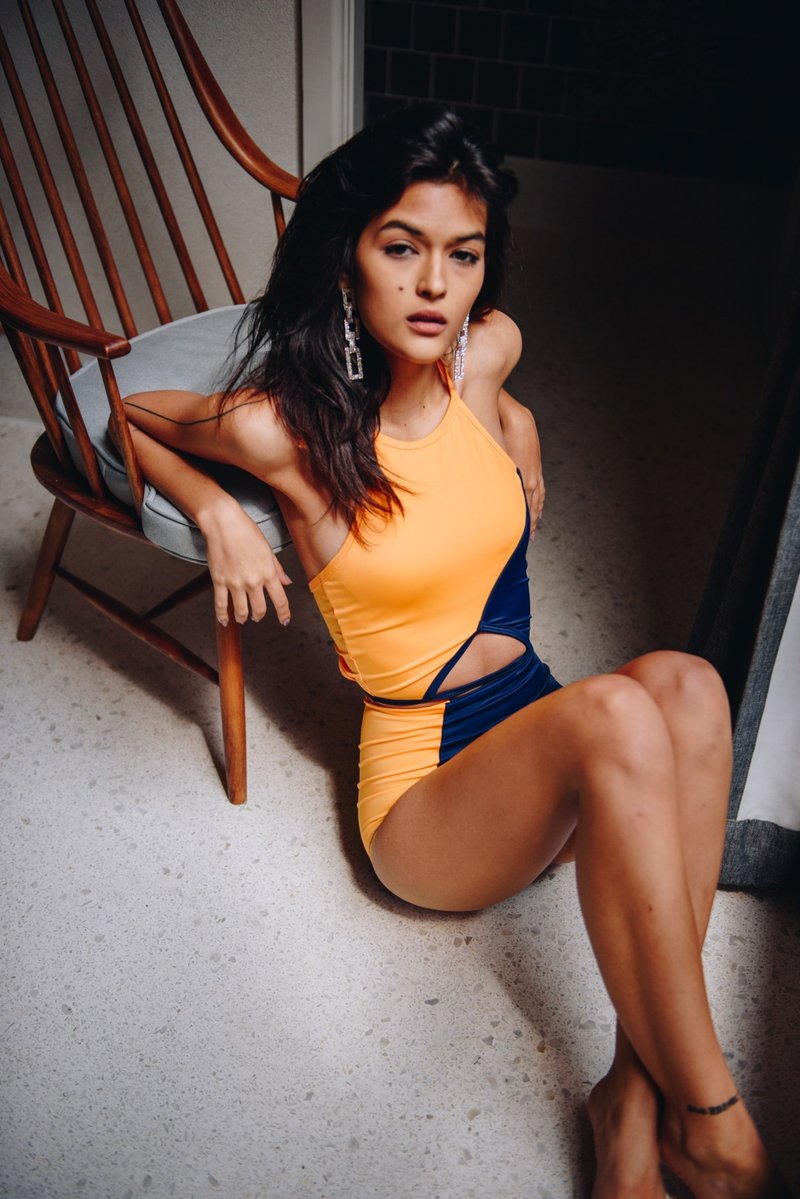 Tear Diamond set  露背高腰兩件式泳裝 / 黄色+海軍色 / M - 女装泳衣/比基尼 - 其他材质 黄色