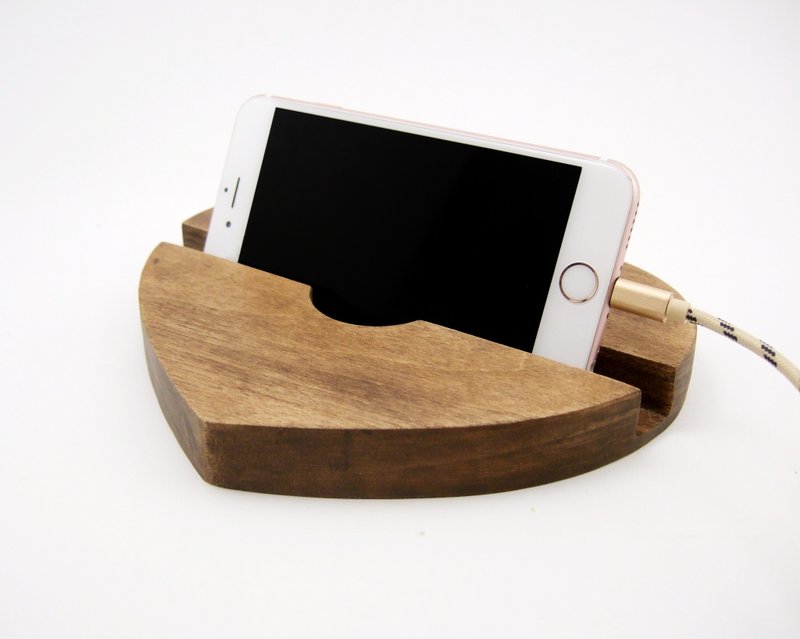 Heart shaped wood tablet stand Christmas gift iPad Desktop organizer - 手机座/防尘塞 - 木头 