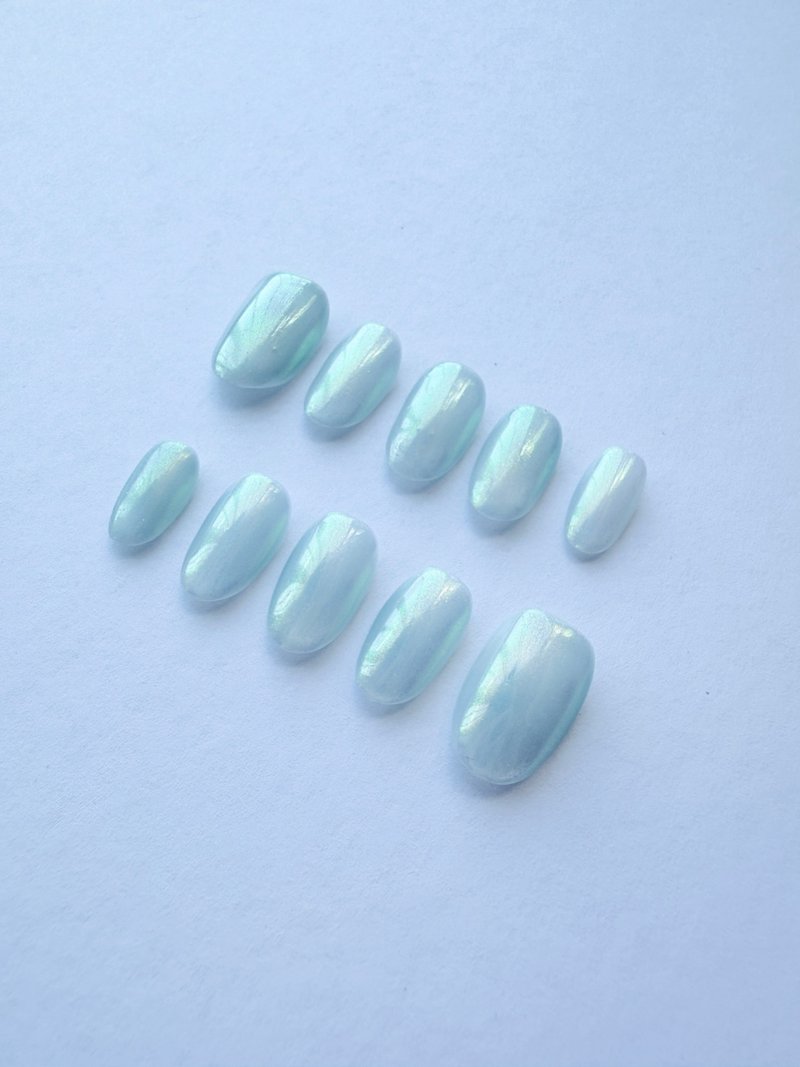【定制】手工穿戴甲 | Icy Aurora | No.J2 - 指甲油/指甲贴 - 其他材质 蓝色