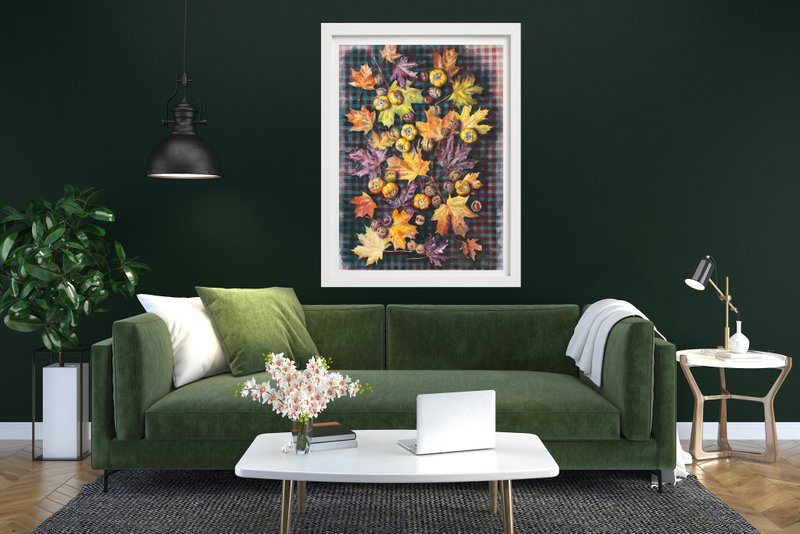Wall art original watercolor handmade painting by artist Irina Zhunaeva - 海报/装饰画/版画 - 纸 多色