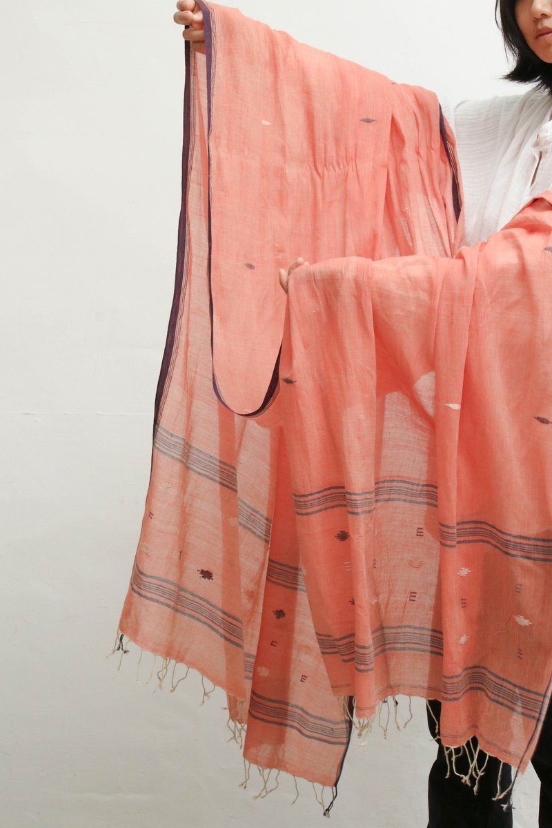 Jamdani手织围巾 D - 围巾/披肩 - 棉．麻 橘色