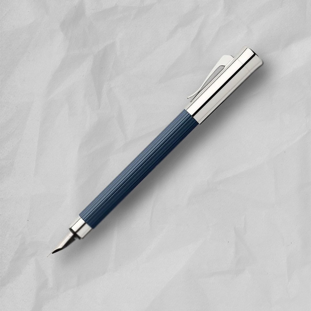 【Graf von Faber-Castell】Tamitio 经典原创条纹钢笔-深蓝 EF尖 - 钢笔 - 其他金属 蓝色