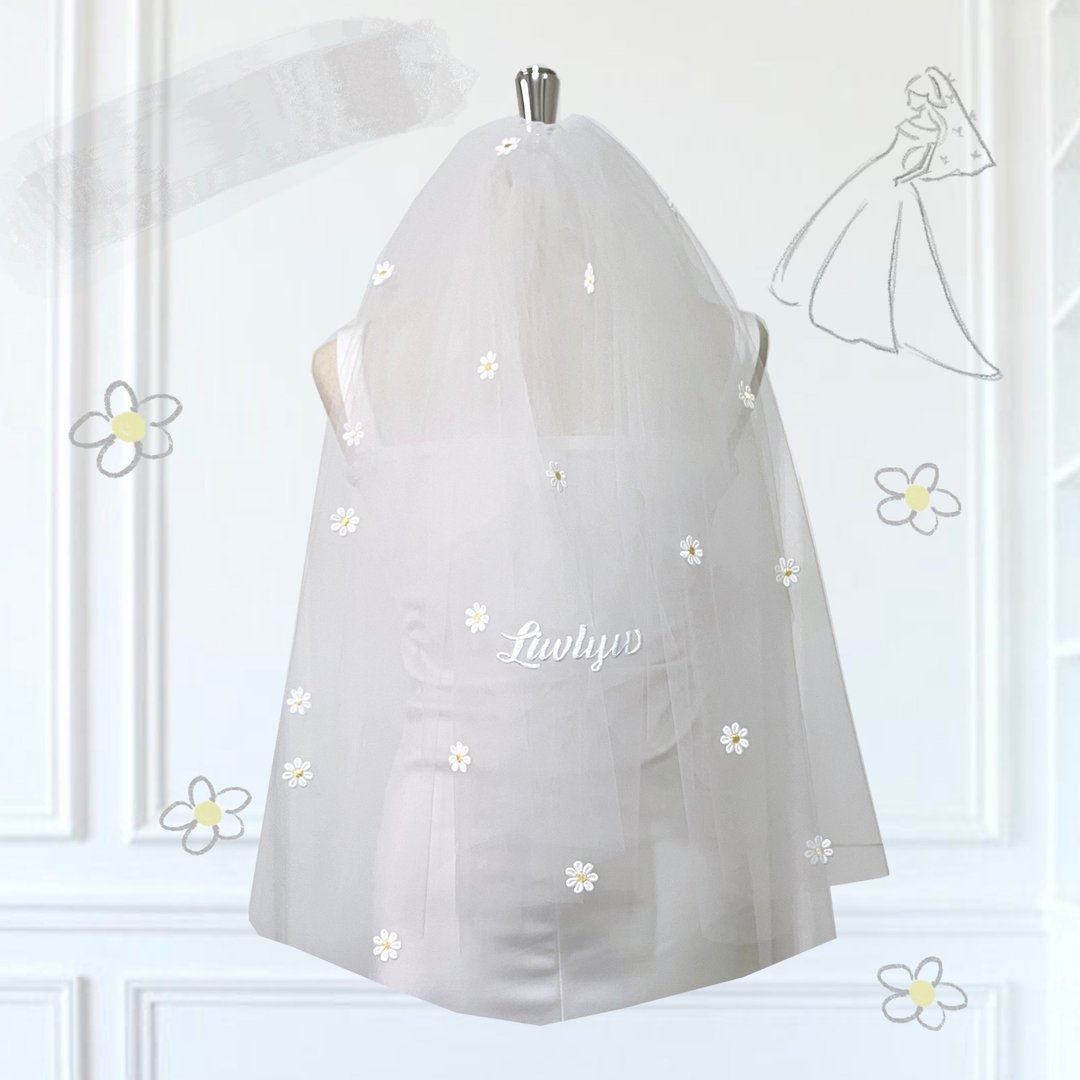 Classic Daisy Veil : Wedding bridal veil - 发饰 - 绣线 