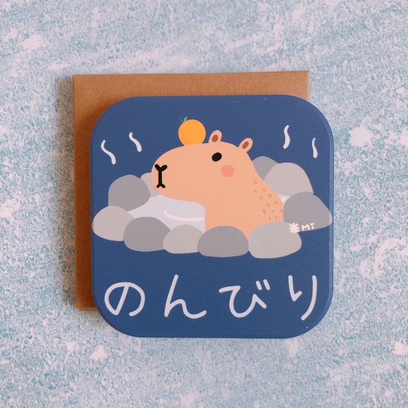 悠闲的水豚君 吸水杯垫 のんびり - 杯垫 - 瓷 白色