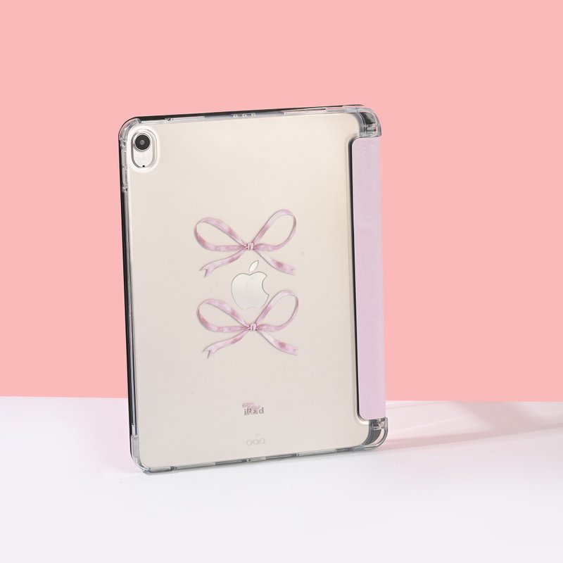 【亮粉丝带蝴蝶结】透明磨砂书本式iPad 保护套 - 其他 - 硅胶 