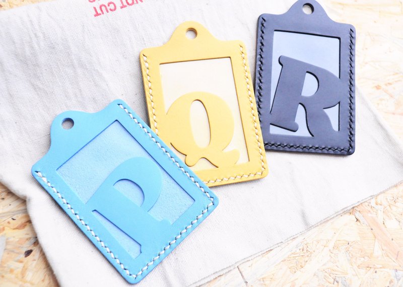 【头文字P｜Q｜R 英文字母证件套】好好缝 皮革材料包 免费压字 手工包 卡片套 卡片夹 名片夹 简约实用 意大利皮 植鞣革 皮革DIY - 皮件 - 真皮 黑色