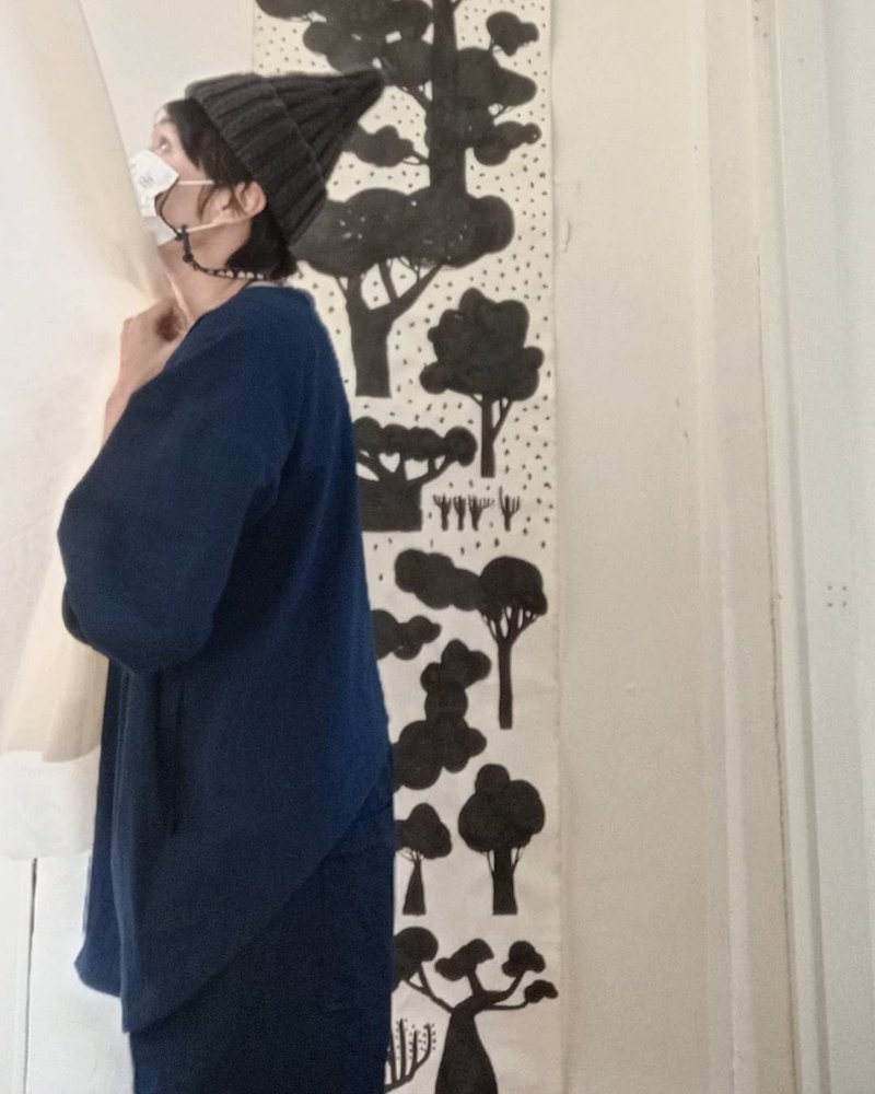 中性宽袖前长后短衬衫--手扎蓝染棉 - 女装衬衫 - 棉．麻 蓝色