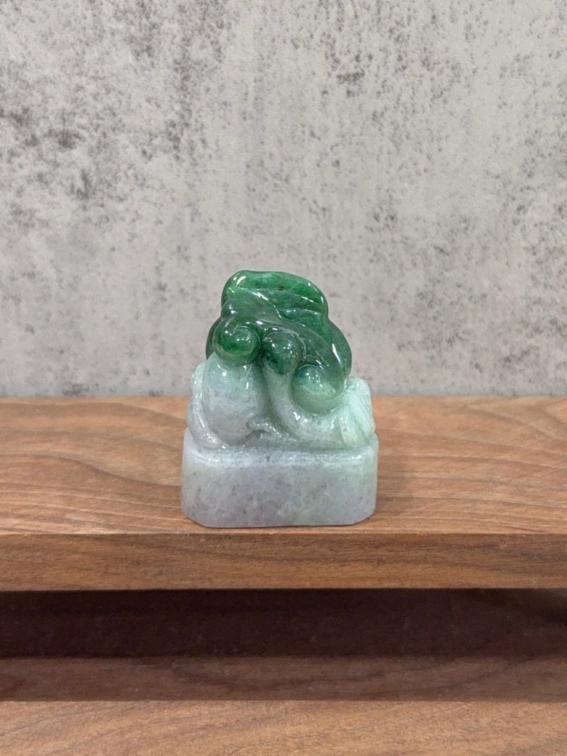 翡翠印章 如意 老坑玉 A 货 缅甸翡翠 玉玺 印鉴 纸镇 玉石雕件 - 其他 - 玉石 