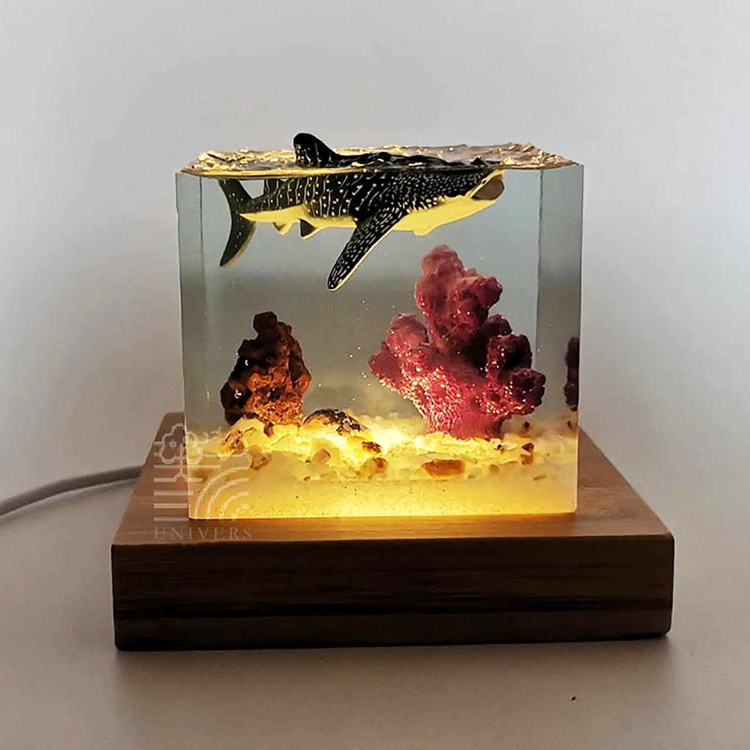 迷你鲸鲨微场景/海洋小夜灯/环氧树脂工艺品 - 摆饰 - 树脂 蓝色