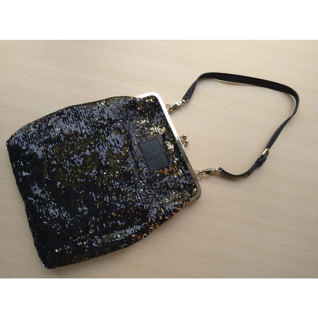 【意大利设计，亮片口金包 肩背包正品】古铜色亮片口金包搭配牛皮 - 侧背包/斜挎包 - 其他人造纤维 