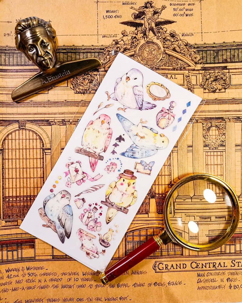 KR491情境鸚鵡Situation parrot/  轉印貼 - 贴纸 - 塑料 