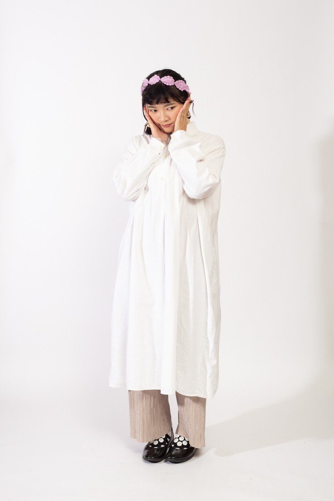 欧式纯白洋装.Europe Night Dress.Vintage【初恋贩卖所】B659 - 洋装/连衣裙 - 棉．麻 白色