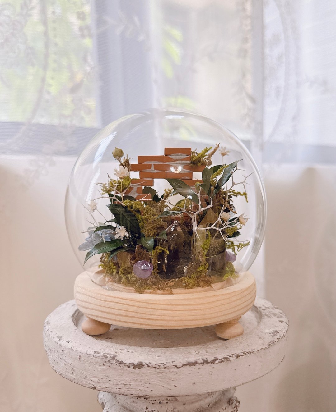 时光的呢喃。红砖 黄水晶 紫晶牙 微景观 - 植栽/盆栽 - 水晶 绿色