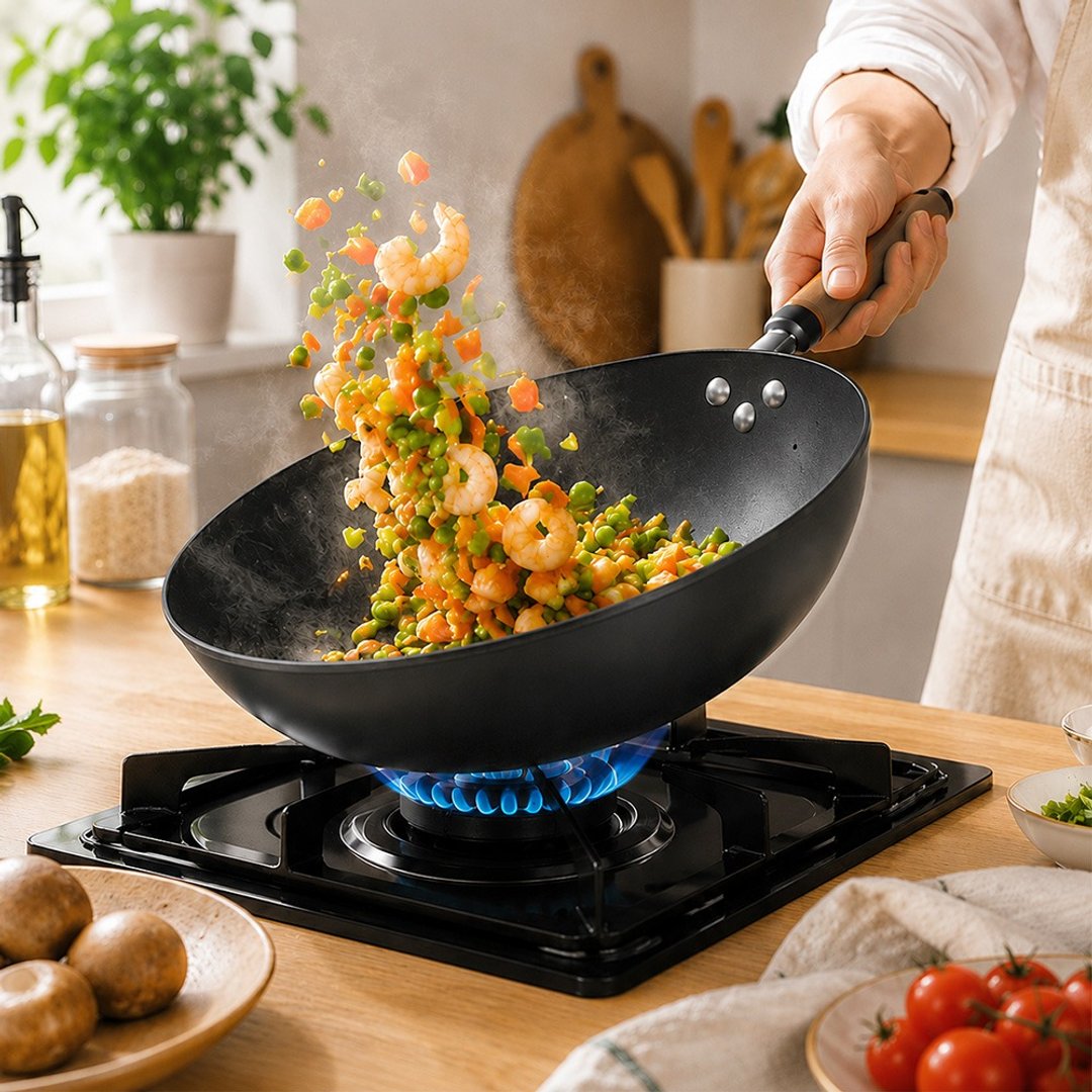 【Taste Plus】悦味元铁 无涂层 高低边铁炒锅 30cm(赠玻璃锅盖) - 锅具/烤盘 - 其他金属 黑色