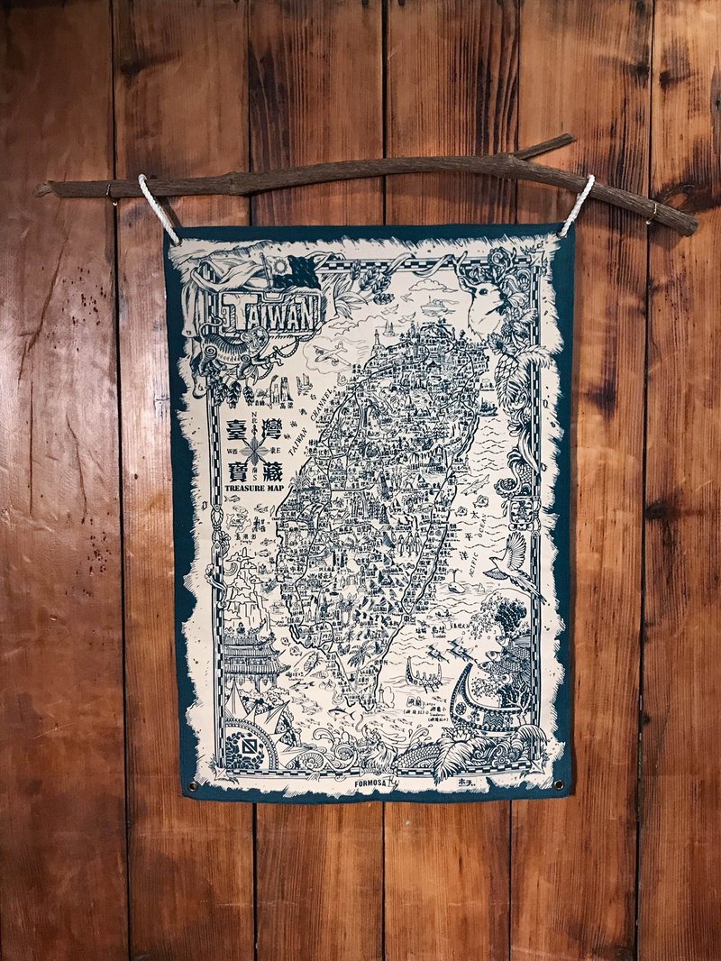 台湾藏宝图 One piece(丈青色) - 墙贴/壁贴 - 棉．麻 蓝色