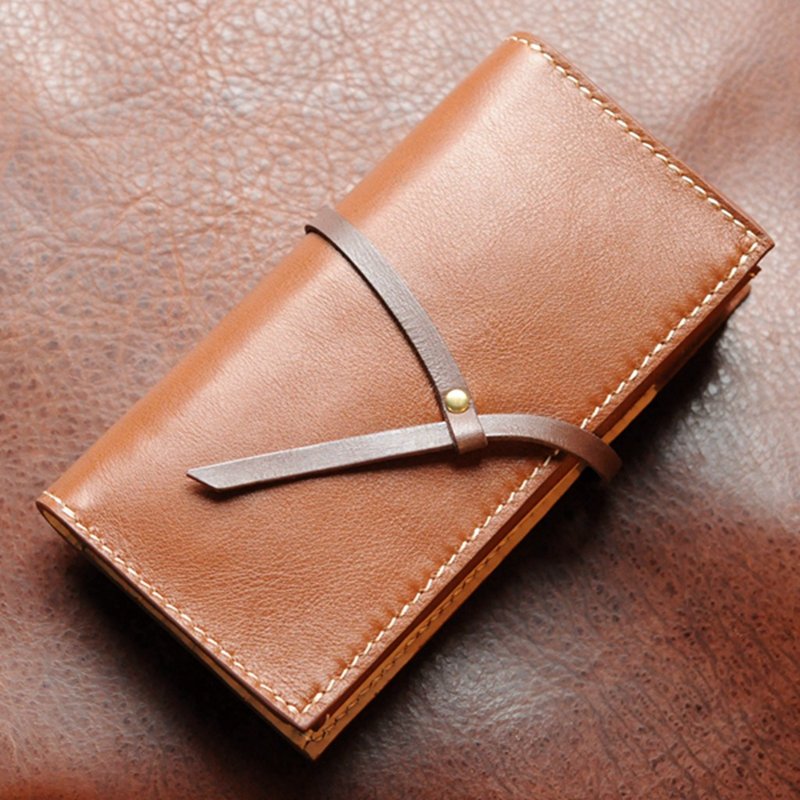 铅笔盒 | 手工皮件 | 定制作礼物 | 植鞣革-绑带式多功能笔袋 - 铅笔盒/笔袋 - 真皮 咖啡色