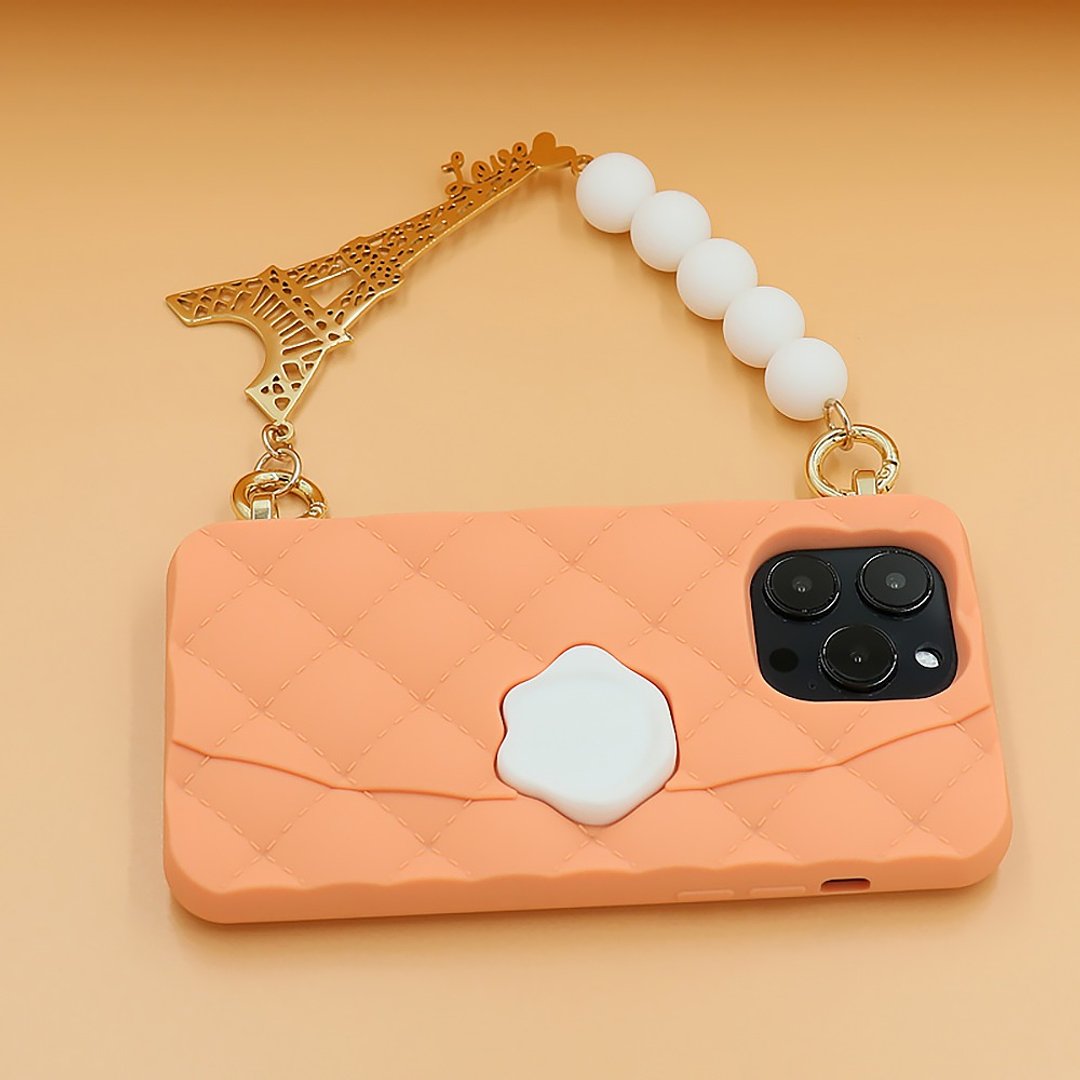 【Candies】iPhone 14 系列 - 经典小香风晚宴包 巴黎 橘 手机壳 - 手机壳/手机套 - 硅胶 橘色
