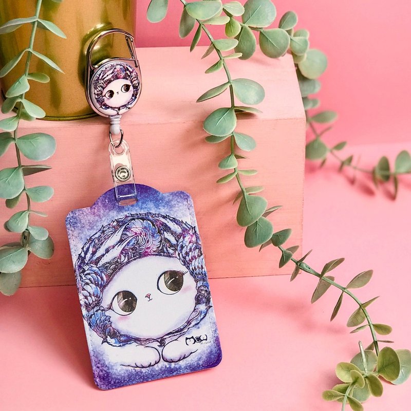 伸缩卡套 | 识别证套 | 悠游卡套 - 俏皮暖暖猫 - 证件套/卡套 - 人造皮革 紫色