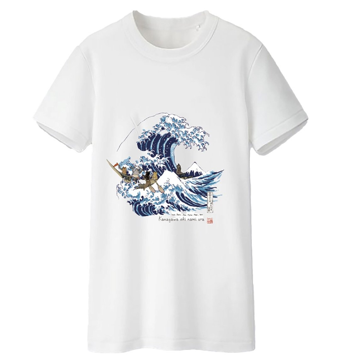 猫浮世绘-神奈川冲浪里的猫-短袖T恤 - 其他 - 棉 白色