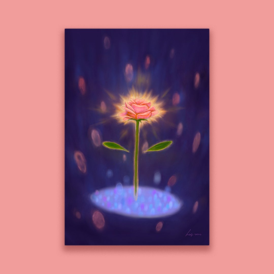 花朵 的 祝福-挂画/画/画作/装饰画/花/植物/疗愈/奇幻/梦/玫瑰花 - 海报/装饰画/版画 - 其他材质 多色