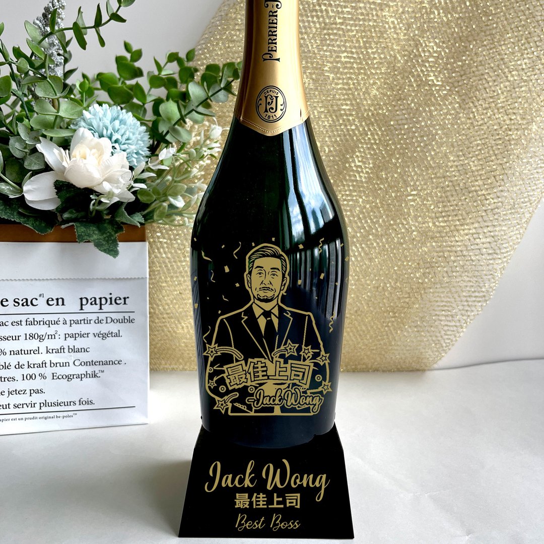 奖座订制 Perrier-Jouët 人像雕刻奖座 商务礼物 升职礼送上司 - 酒类 - 玻璃 