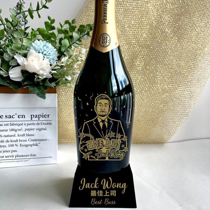 奖座订制 Perrier-Jouët 人像雕刻奖座 商务礼物 升职礼送上司 - 酒类 - 玻璃 