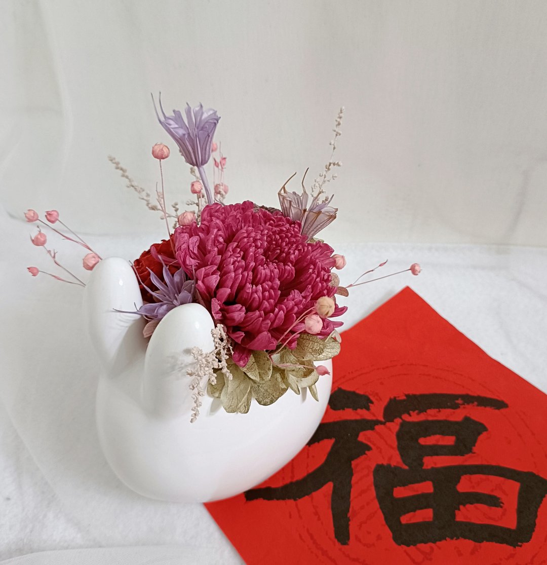 鸿兔大展盆花 生日开幕婚礼结婚捧花永生干燥花毕业谢师礼物毕业 - 干燥花/捧花 - 植物．花 多色