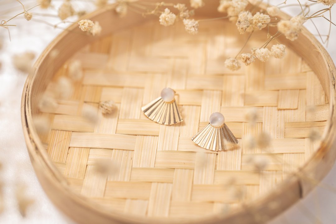 Zoaje MALAYSIA earrings 耳环 14K注金 白色淡水珍珠 - 耳环/耳夹 - 其他金属 金色