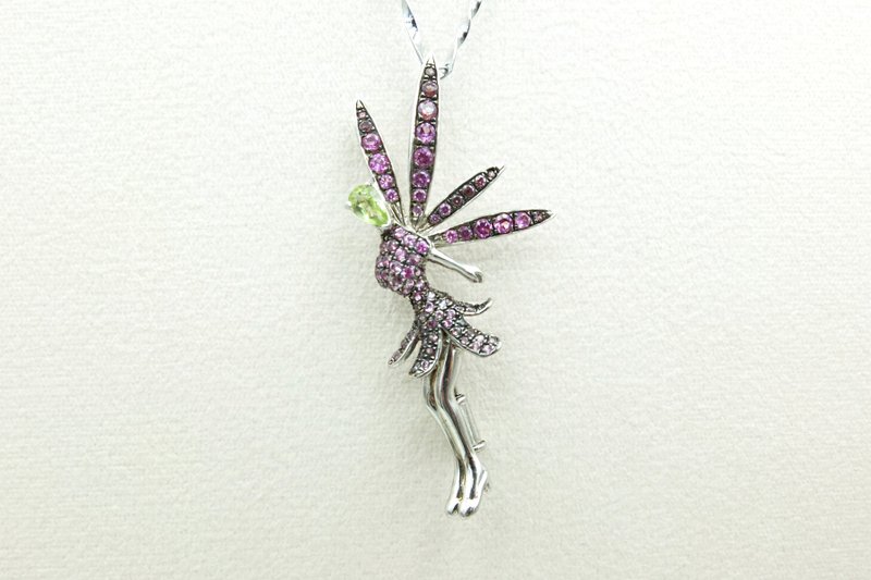 橄榄石精灵坠饰胸针 - 胸针 - 半宝石 绿色