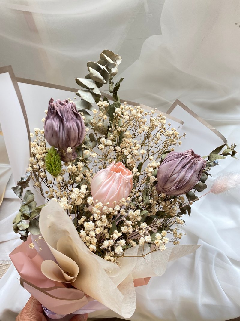 【好日手作】郁金香干燥花的浪漫粉色韩式榜花礼物香氛 - 植栽/盆栽 - 植物．花 粉红色