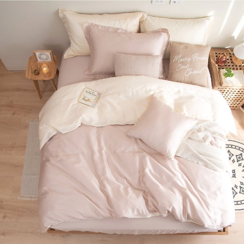 TL2000 薄樱 X 奶油黄/300 织天丝莱赛尔床包枕套/床包被套组/ 台湾 - 寝具 - 环保材料 