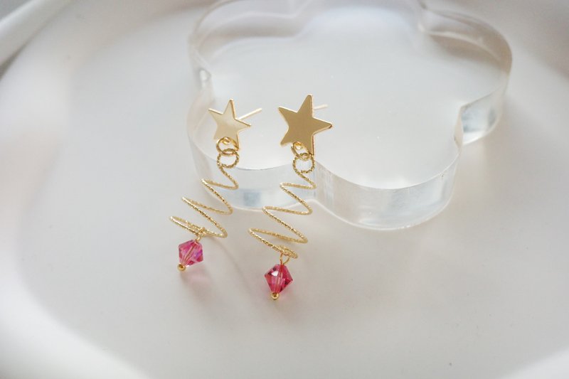 AStarIsBorn系列—冬夜星弦 手作耳环 - 耳环/耳夹 - 其他材质 金色