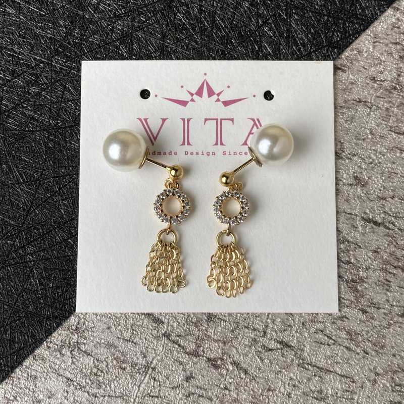 黄铜镀金-晴天娃娃-仿真珍珠后耳扣-(耳针/耳夹) - 耳环/耳夹 - 铜/黄铜 金色