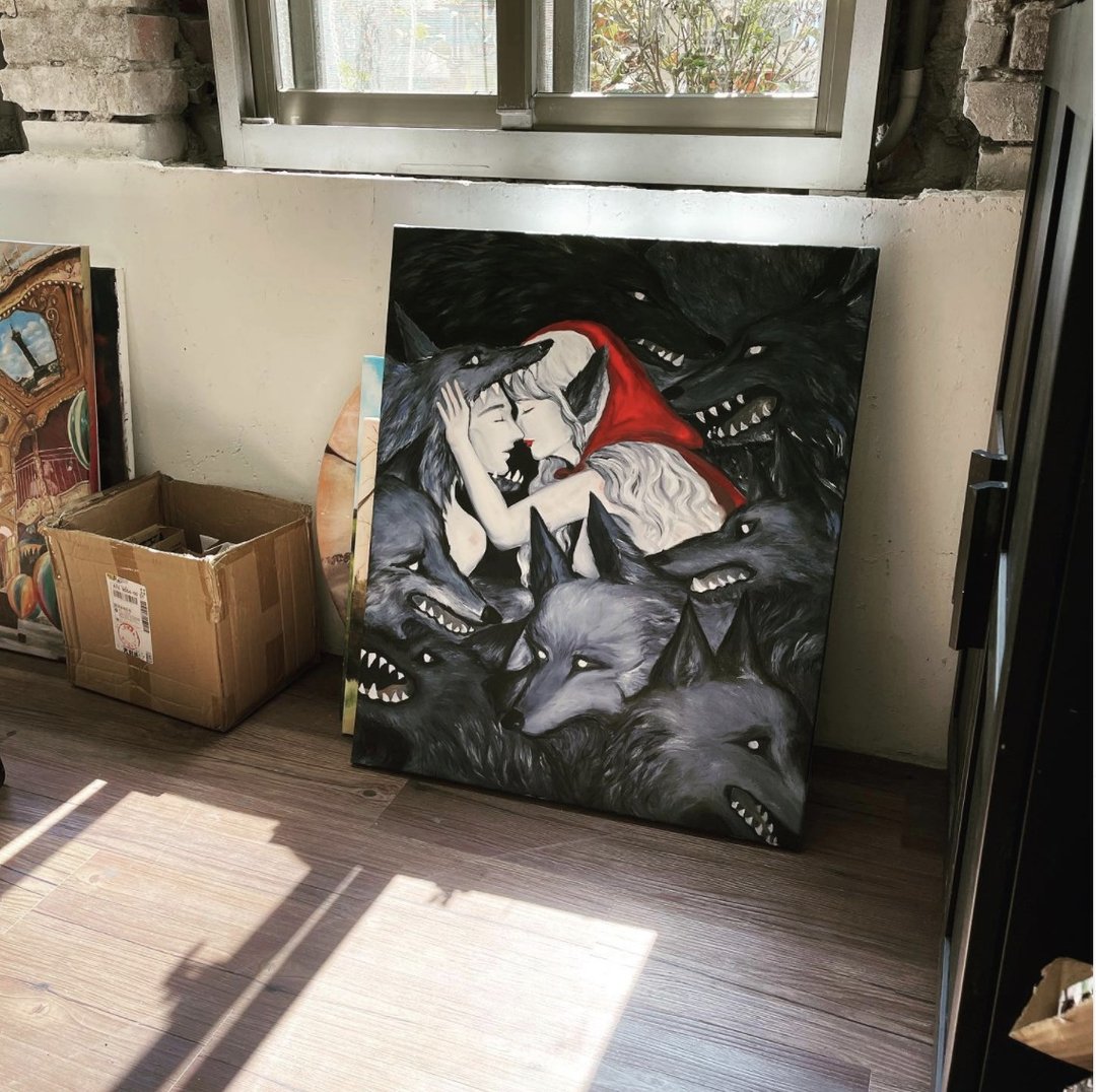 王咖咖 油画—谁是狩猎者—20F - 海报/装饰画/版画 - 颜料 黑色