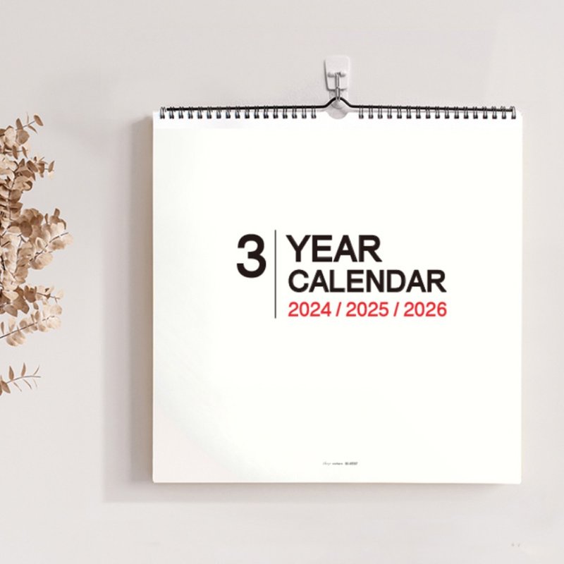 Chuyu  2024~2026年3年式吊挂式月历/简约无印(素面/大) - 年历/台历 - 纸 多色